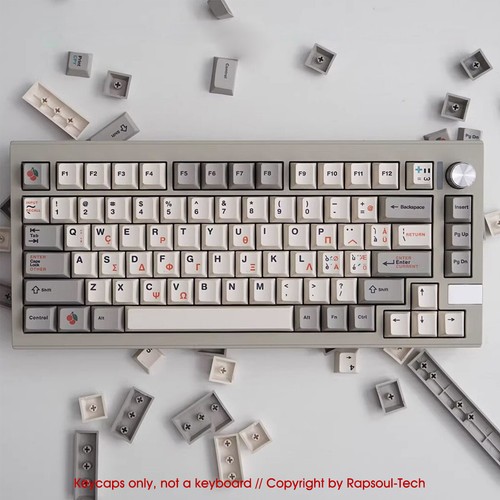 Greek alphabet Retro White Gray PBT Keycap Set for Cherry MX Mechanical Keyboard - Picture 2 of 5