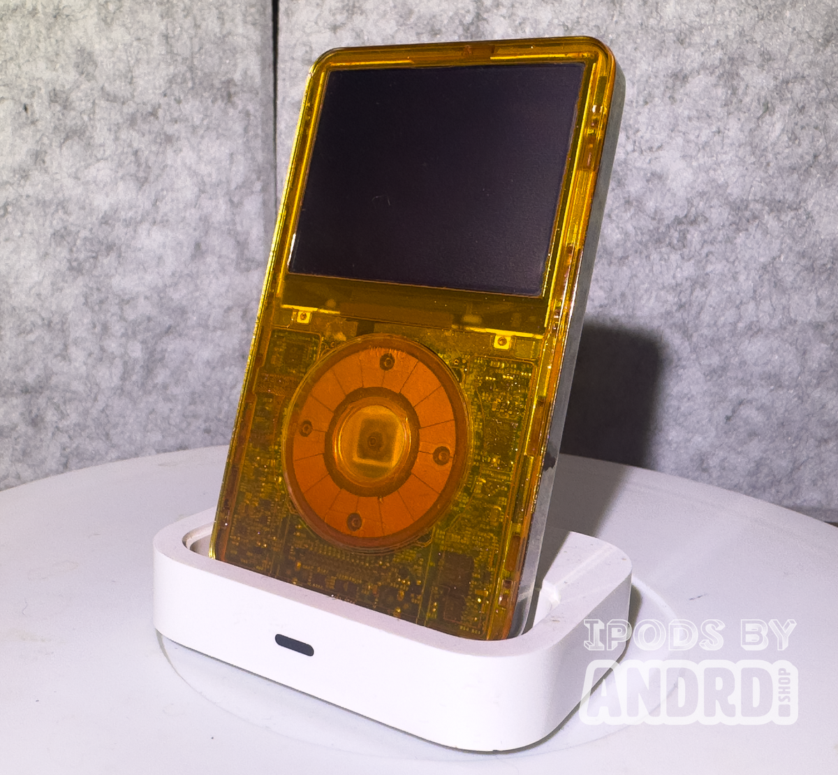 Custom Transparent Orange on Stainless iPod 5.5 Gen - 1TB, Taptic