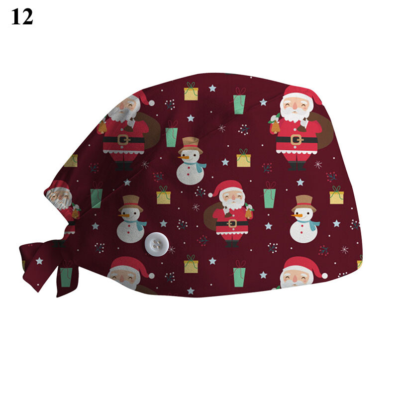 Buckle Nurse Christmas Printing Doctors Baotou Cap Doctor Hat Surgical ...