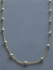 TWO TONE NECKLACE 16" 18" 20" GOLD/STERLING SILVER ITALY 925 with SHIMMERY BEADS