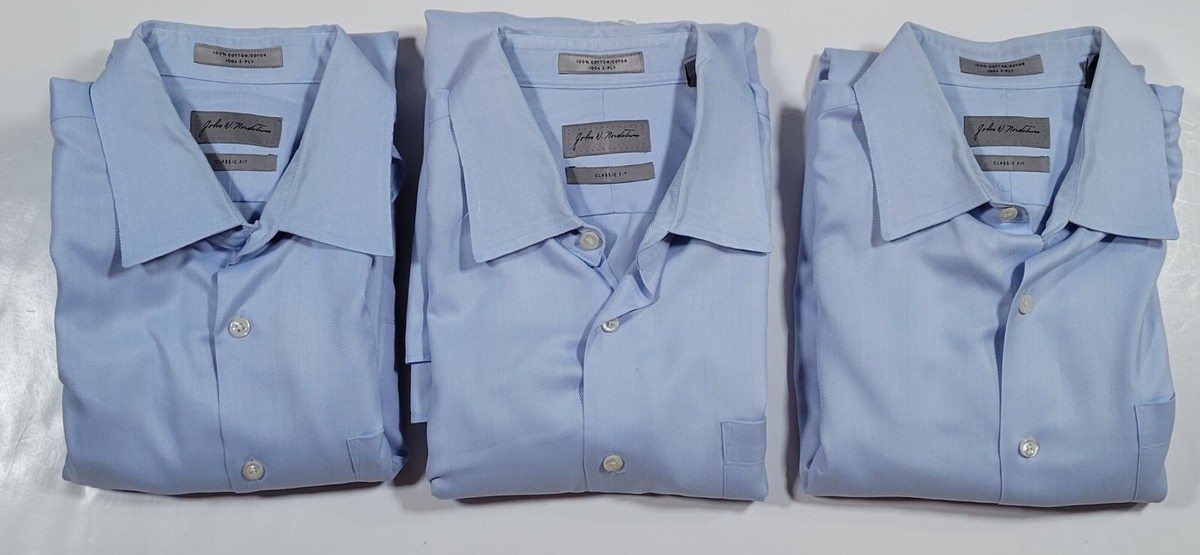 nordstrom classic fit dress shirt John W. Texture Design Men’s 16/34 Blue●Notes casual dress shirts for men