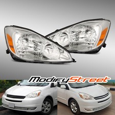 Fit 2004-2005 Toyota Sienna Chrome Headlights Replacement Assembly Leftright