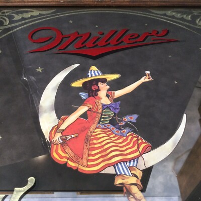 Miller High Life Pub Mirror 19x19 Vintage Girl on Crescent