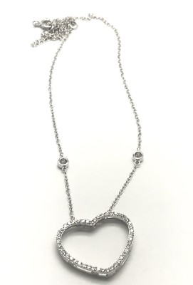 Sterling Silber CZ Pave Elegant Liebe Herz Schweben Rund CZ Dünne Kette Halskette