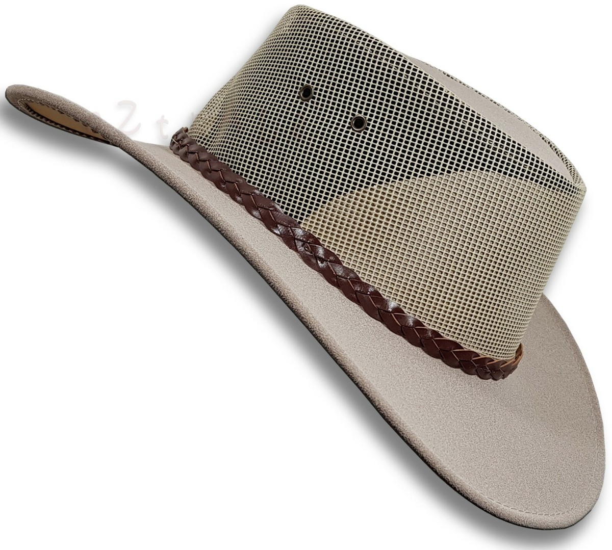 Jacaru Suede Leather Mesh Australian Cowboy Golf Outback Summer Western Hat oZtrALa】 Jacaru HAT Pu-Suede Leather Mesh Men Mens Womens  main image 2