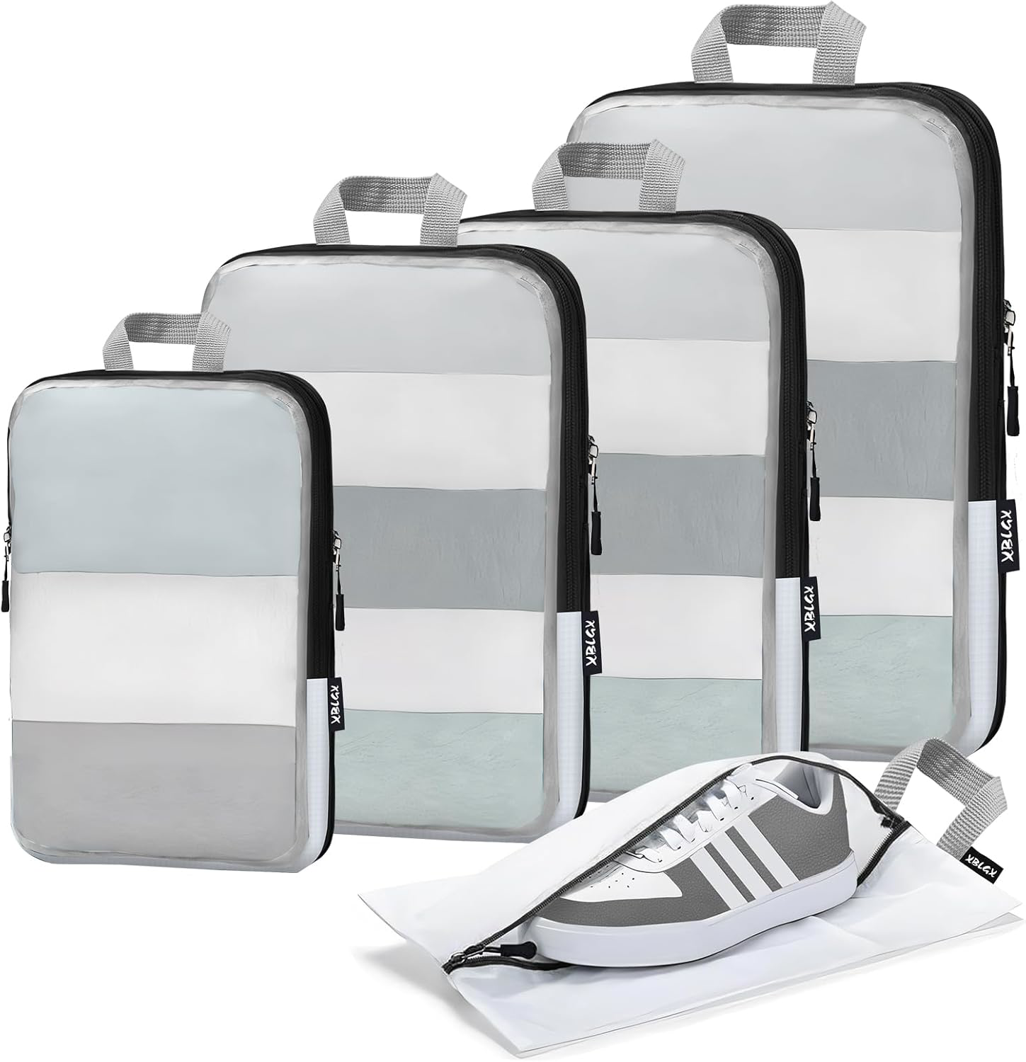 Packing Cubes for Travel - 5 Set Compression Bags with Mesh for Luggage-image