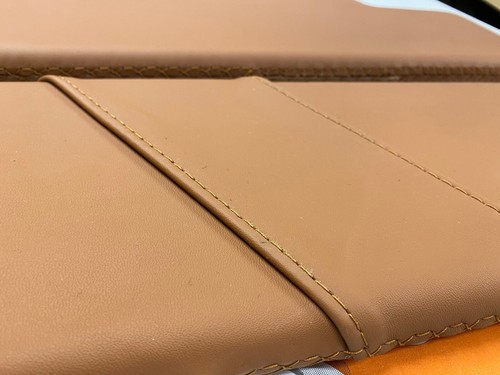 Tan Leather roof lining sun Visors tan stitch pair Fit Land Rover Defender - Picture 5 of 6