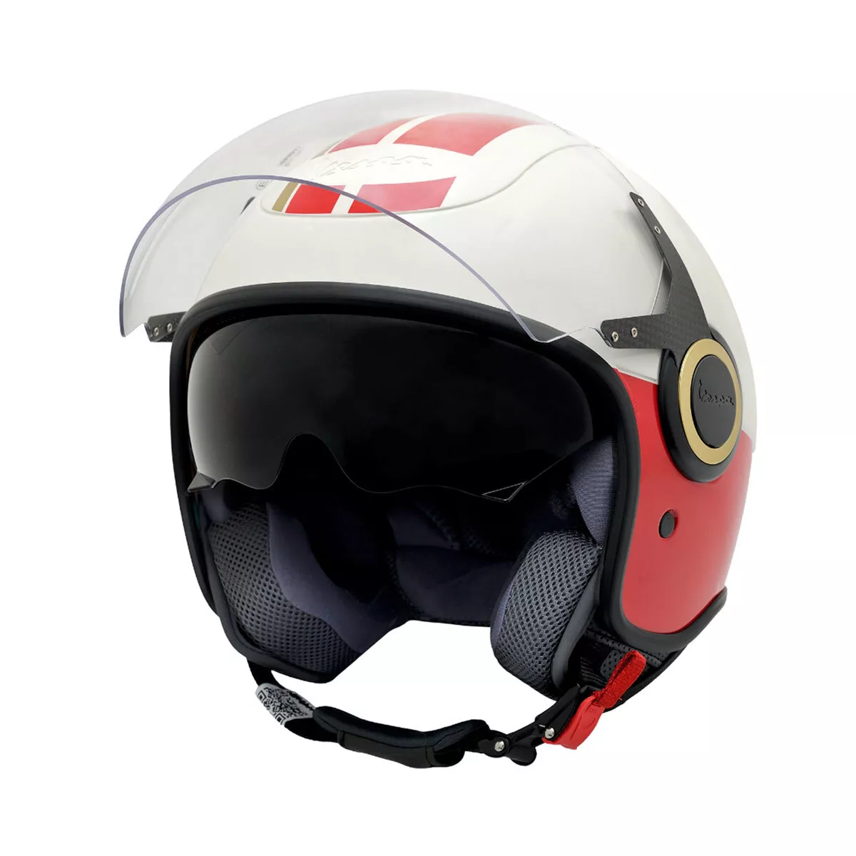 Casque Jet PIAGGIO VESPA VJ RACING SIXTIES Blanc/Rouge