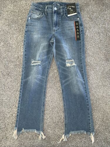 NWT Girls Art Class High Rise Ankle Length Distressed Straight Jeans Size 10 - Afbeelding 1 van 4
