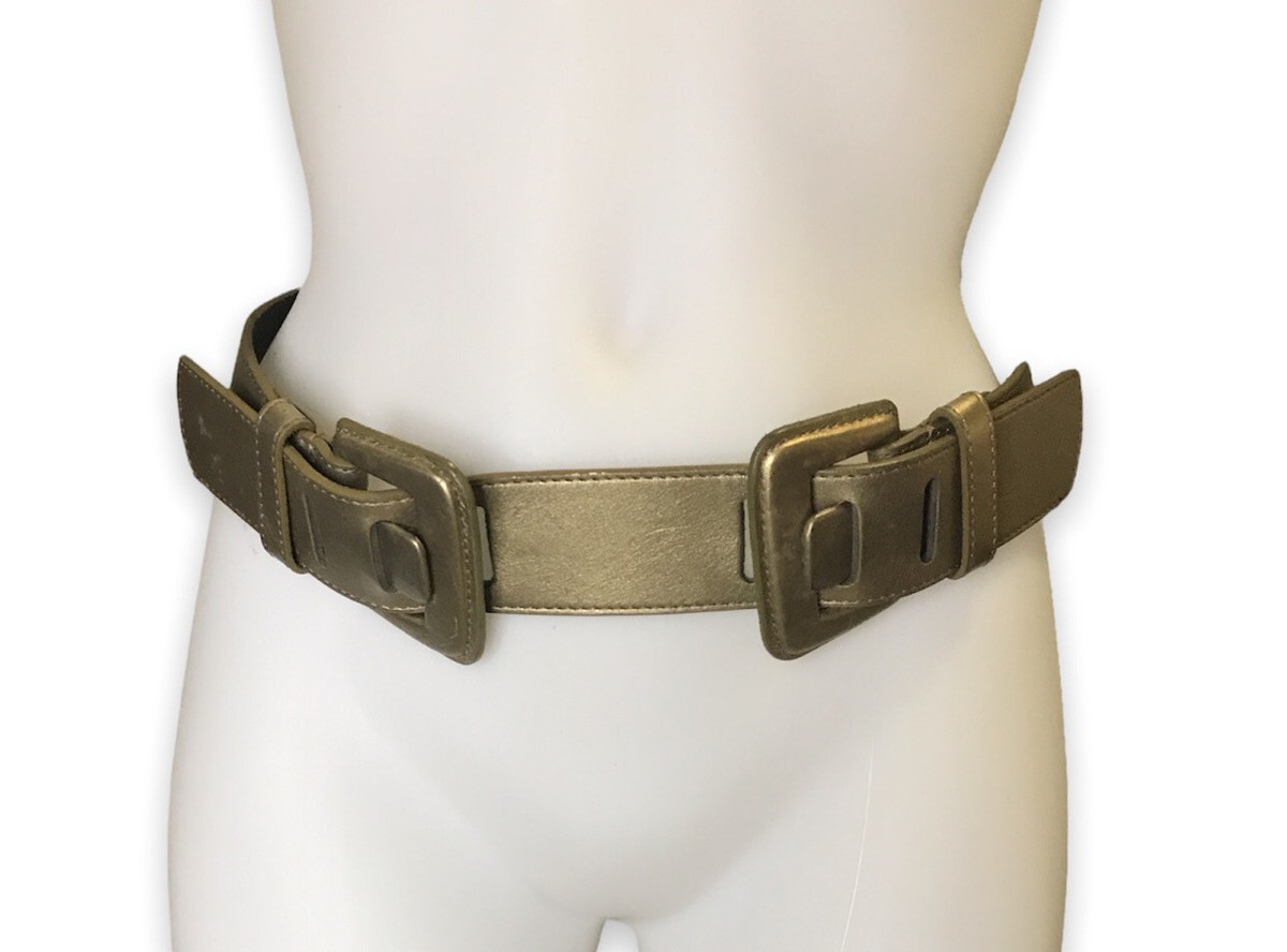 Nicole Miller collection Leather Belt sz M Nicole Miller Collection Italian Leather Golden Tone Wide  main image 4