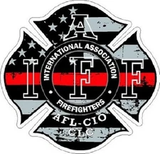 4 Inch Non-Reflective IAFF Thin Red Line Maltese Distressed Flag Sticker Decal
