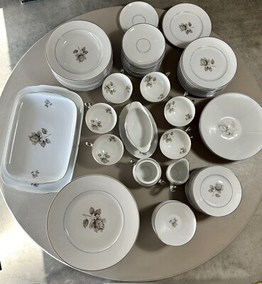 Vintage Towne China Porcelain Bavaria Germany Moonlight Rose 91 PCS (12 Settings