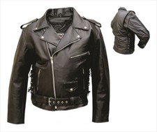 Men Laced Buffalo Motorcycle Leather Jacket