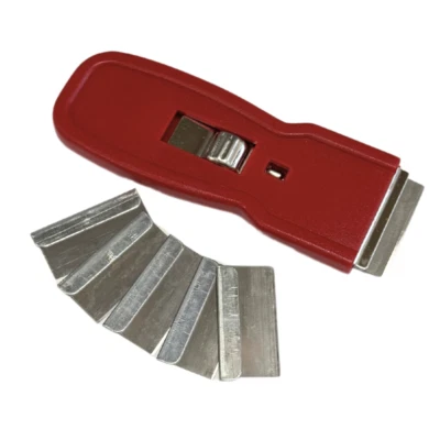 PEGGY PERFECT Schaber Kochfeldschaber Glas Glaskeramikschaber Herdreiniger rot 6 Klingen