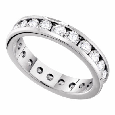 14k White Gold Round Diamond Eternity Wedding Anniversary Band Ring 1-1 ...