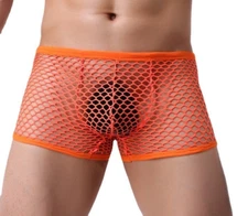 Men's Sexy Mesh Boxer Briefs Breathable Low Rise Fishnet Underwear Shorts