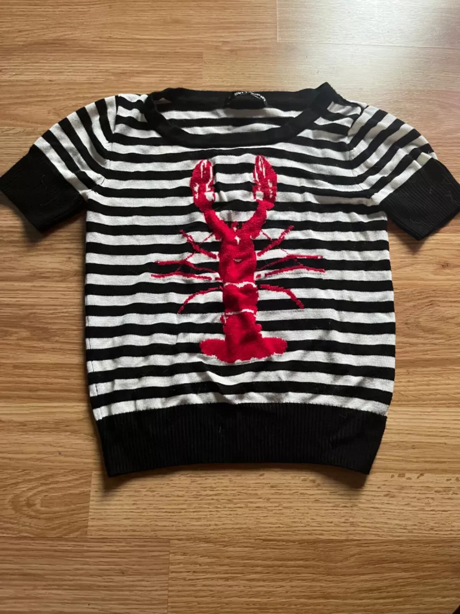 Hell Bunny Small Lobster Sweater Striped Black and White Short