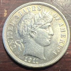 1911 Barber Dime Almost Uncirculated W-747