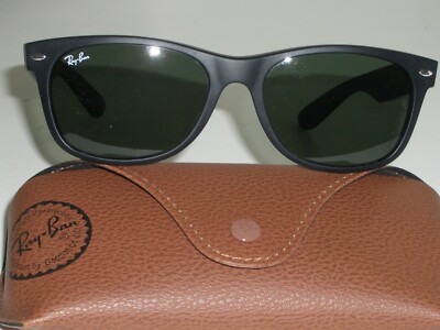 RAY BAN RB2132 55[]18M MATTE BLACK G15 UV GLASS LENS NEW WAYFARER SUNGLASSES
