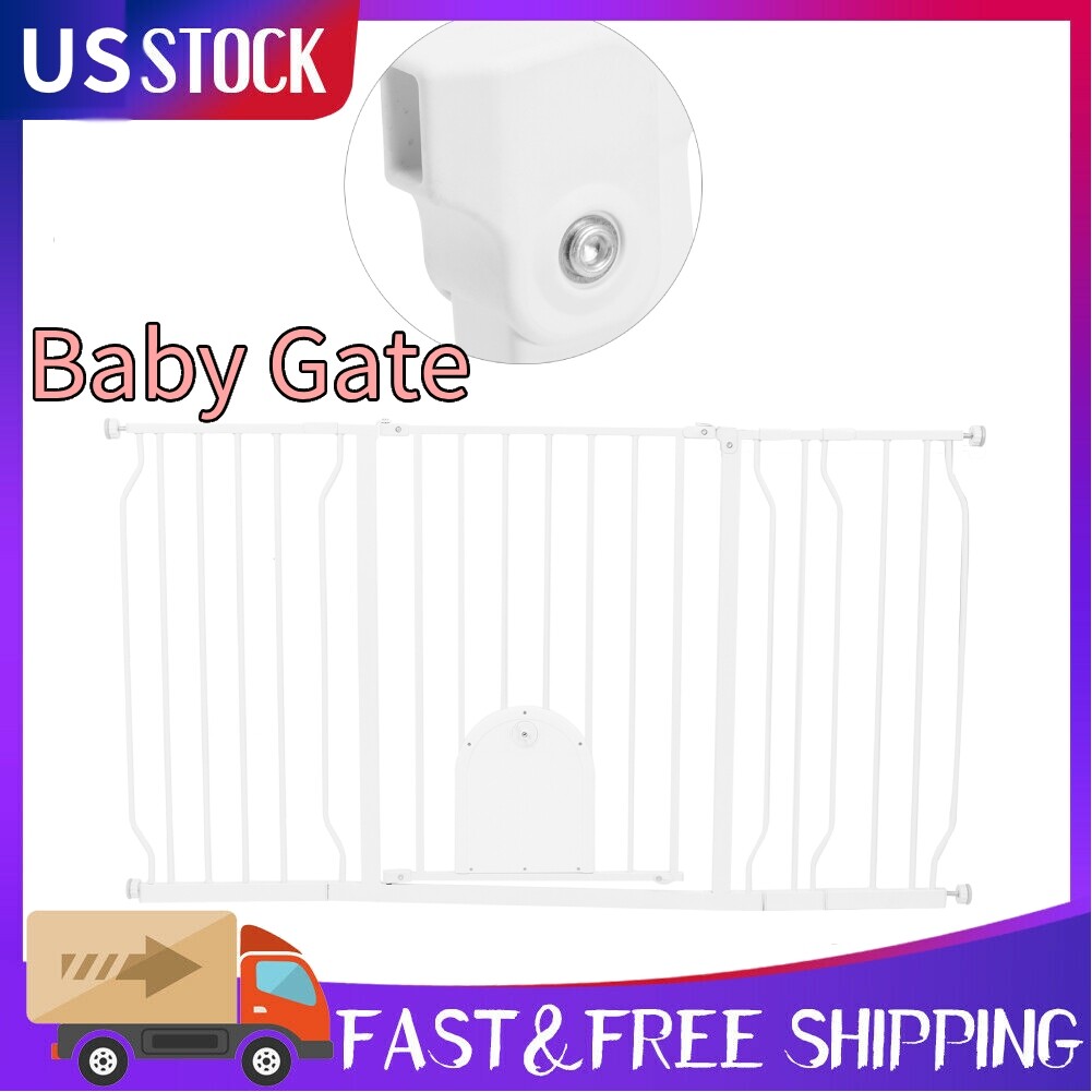 Extra Tall Wide Baby Gate With Cat Door For Stairs Doorways Dog Pet Cat