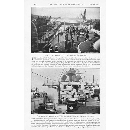 HMS MAGNIFICENT Leaving Chatham - Antique Print 1896