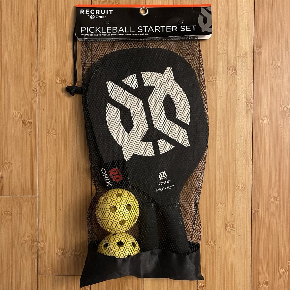 ONIX Recruit Pickleball Starter Set with 2 Wooden Paddles Balls & Mesh Bag