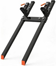 60in Tractor Bucket Clamp-On Pallet Forks 4000 Lbs W/ Adjustable Stabilizer Bar