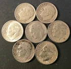 (7)Silver Roosevelt Dimes 1946-D, 1950-S, 1951-P, 1952-D, 1953-P, 1955-D, 1964-D