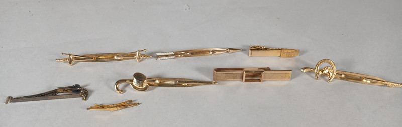 8 Gold Plated Tie Clasps Swank 3M Hicock Gold Filed Brass