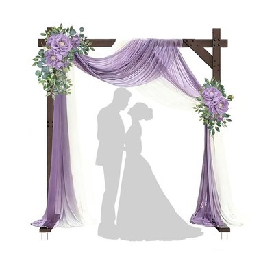 Fikowo 7.48 FT Square Wood Wedding Arches Wooden Arch for Ceremony Wooden Arb...