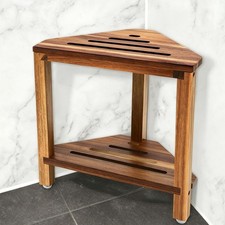 Corner Shower Stool for Shaving Legs Small Bench with Storage Shelf