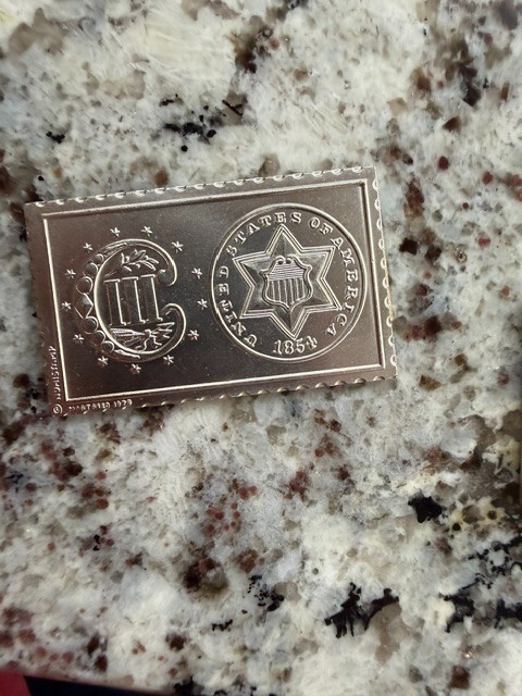 1854 UNITED STATES US NUMISTAMP 3 CENTS SILVER TYPE II MEDAL MORT REED #1382
