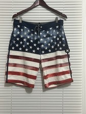 Hurley Phantom Board Shorts Mens 30 Patriot Swim USA Flag Stars Stripes Stretch