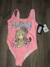 Def Leppard Girls Size 6/6X Neon Coral One-Piece Swimsuit NWT B10 