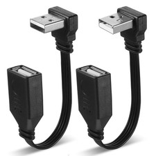 2PCS 4" 90 Degree USB2.0 Extension Cable Flat Right Angle USB Male to Female