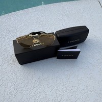 Versace Unisex Aviator Sunglasses Gold Metal Frame Brown Tinted Lenses w/ Case