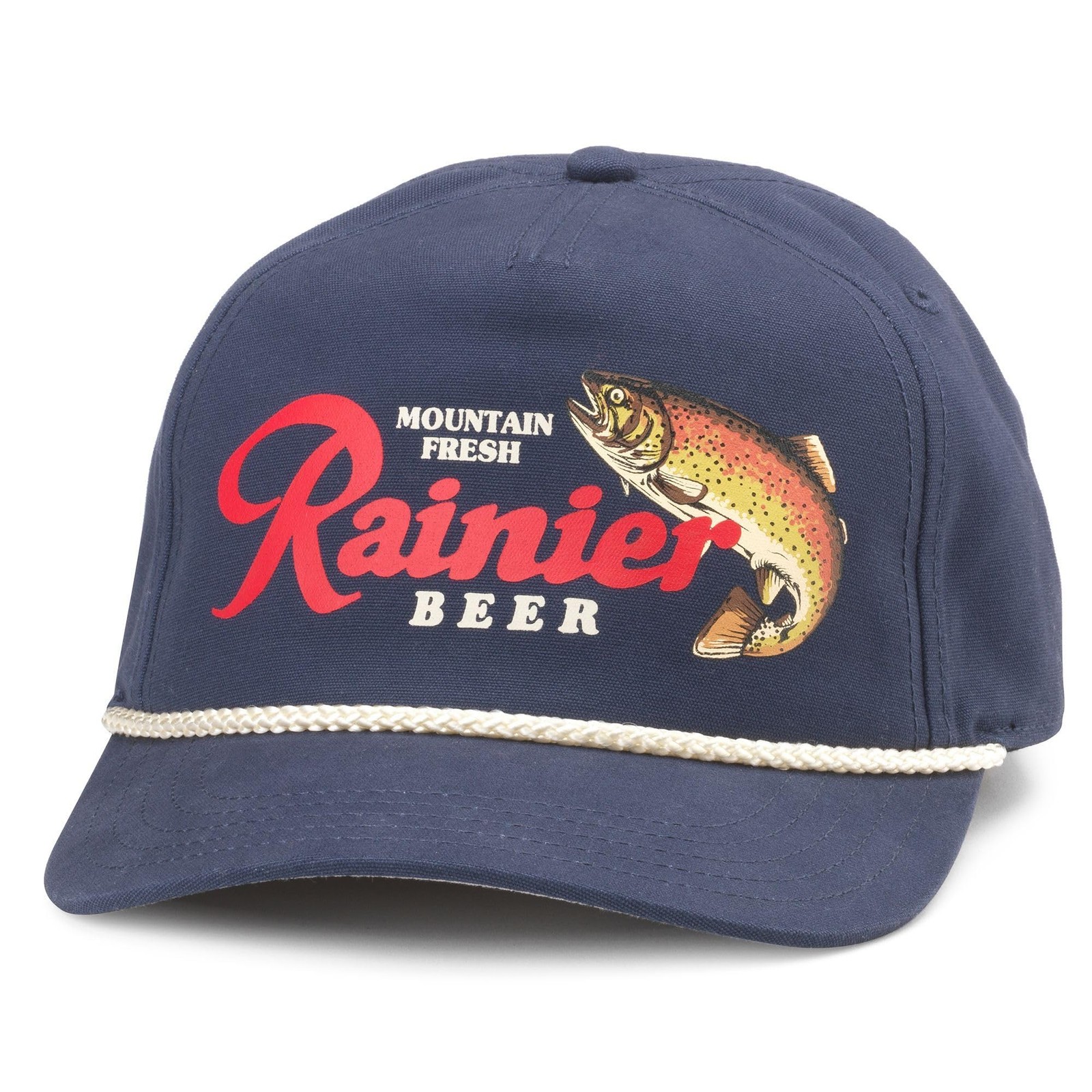 Rainier Beer Canvas Cappy Adjustable Snapback Baseball Hat, Navy (23005A-RAIN...