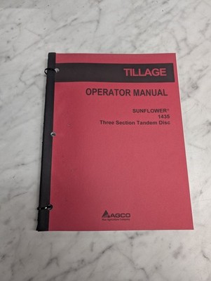 SUNFLOWER 1435 THREE SECTION TANDEM DISC TILLAGE OPERATOR MANUAL OWNERS