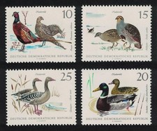 Faisanes perdices mallardo gansos pájaros 4v RDA 1968 MNH SG#E1077-E1080
