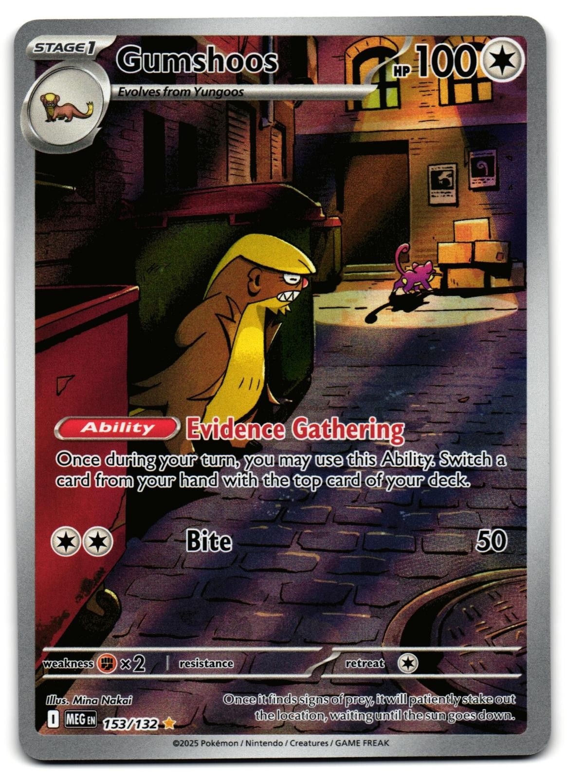 Gumshoos 153/132 - 🌊 Mega Evolution Illustration Rare Pokemon TCG 🖤 - LP
