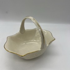 Lenox Daisy Patterned Basket with Handle 6" Gold Accent Made in USA