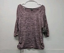 Naif | 💥NWT💥 | Sz Large | Purple Blouse W/ Button Split Sleeve | Ruched Waist