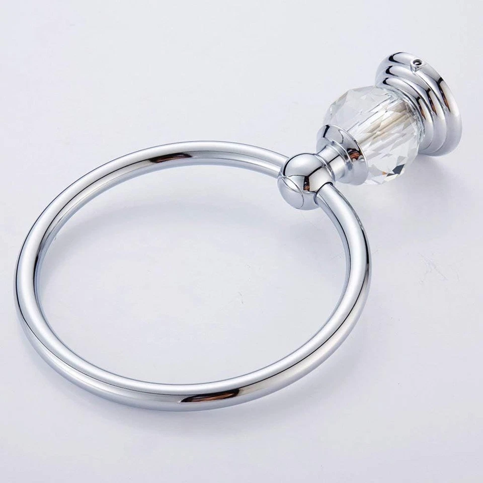 Anillo Toallero Cristal, Toallero de Mano Baño Cromo Toallero Accesorios Pared Foto 4 de 4