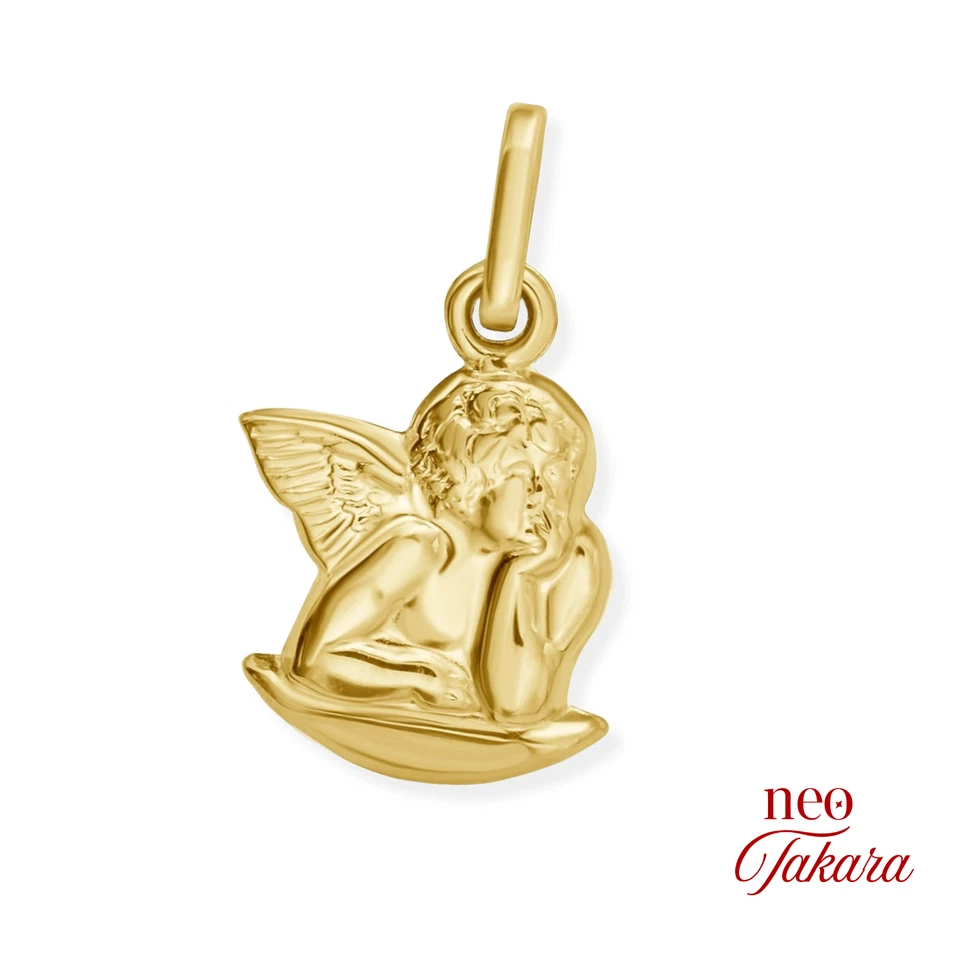 Berloque pingente anjo da guarda de ouro amarelo sólido 14 quilates Rafael - presente para ela - Imagem 2 de 2