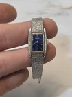 Vintage ladies Seiko 11-0370R SS  Good Running Silver & Blue Mechanical Wind Up