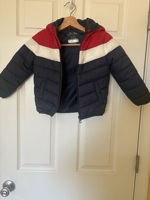 Primark Cares Boys Hooded Colorblock Puffer Jacket Navy Red 3-4 YRS