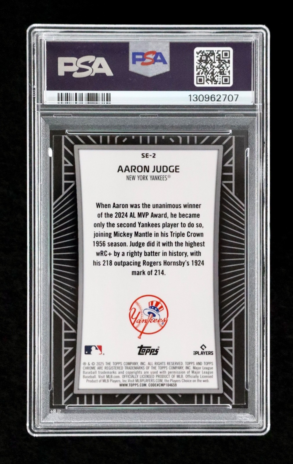 2025 Topps Chrome Aaron Judge PSA 10 Shadow Etch #SE-2 Yankees Insert CM3 view 2