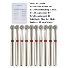 Multi-Use High Speed Diamond Burs Long Round Ball Burr Surgical FG 801/023C