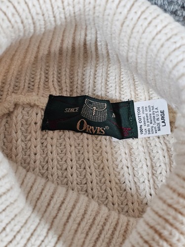 Maglione girocollo vintage anni 90 Orvis panna cotone a costine anni 90 maglia marinaio - Foto 4 di 7