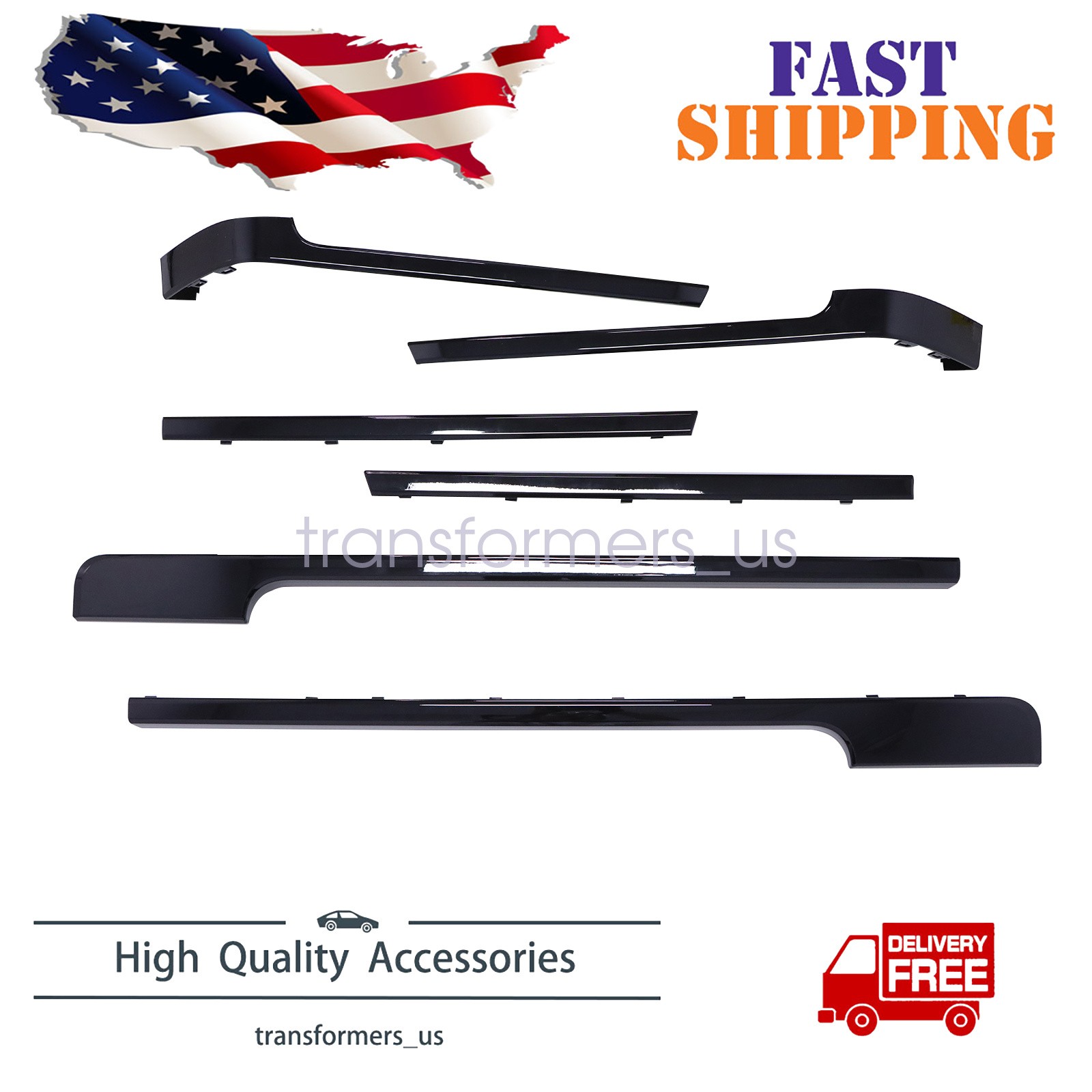 Door Side Body Molding Trim Strip Kits All Black for Range Rover L405 2013-2022